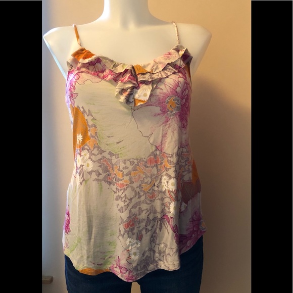 OLD NAVY RUFFLED V NECK FLORAL TANK Sz XS/TP - Picture 4 of 12